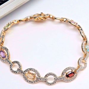 New SS Delicate Chain Bracelet Gemstones Diamond